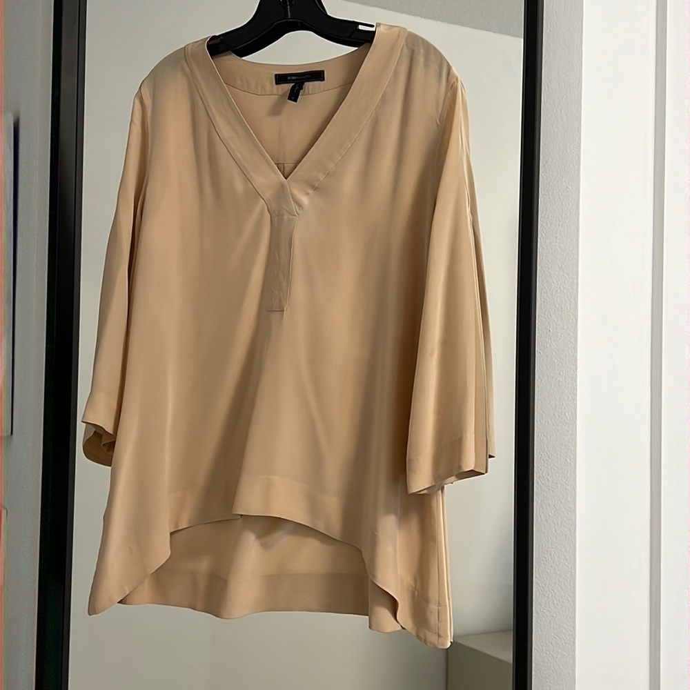 Beautiful 100% silk blush pink v-neck blouse